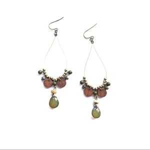 Green & Brown Beaded Earrings